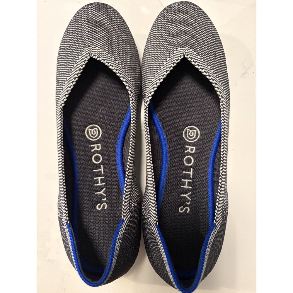 New Rothy's The Flat Cloud Grey Birdseye Knit Slip-On Round Toe Women  shoes 6.5
